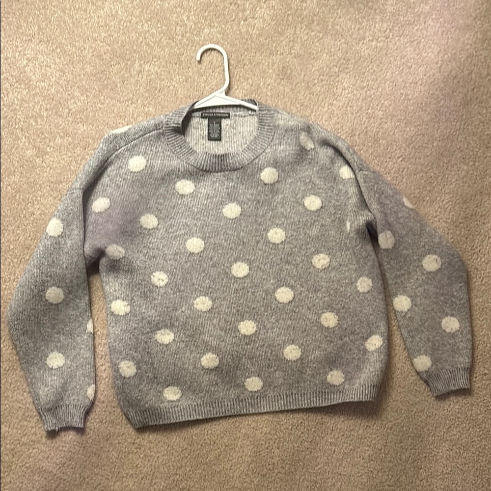 Chelsea and Theodore Gray Polka Dot Sweater